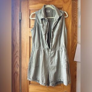 Pact Sleeveless Olive Green Romper